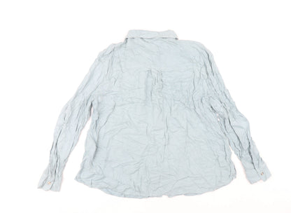 Marks and Spencer Women’s Blue Viscose Long Sleeve Button-Up Shirt Size 14