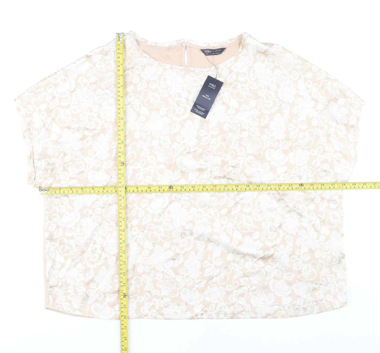 Womens UK Size 24 Marks and Spencer Beige Basic Blouse