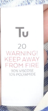 Tu Women’s Blue Floral Peasant Blouse Size 20 Puff Sleeve Summer Top