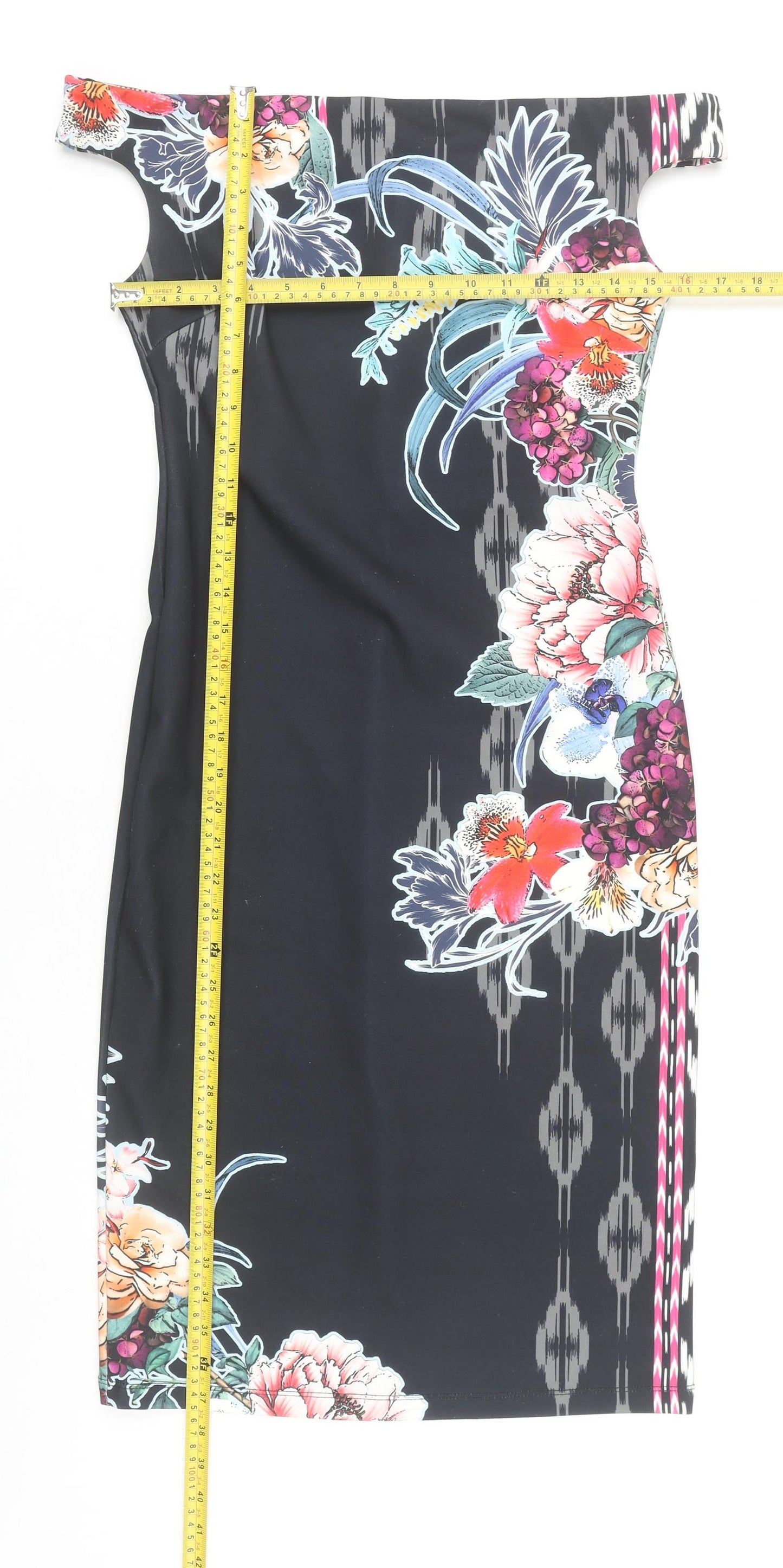 Next Women’s Multicoloured Floral Bodycon Dress Size 12 Off Shoulder