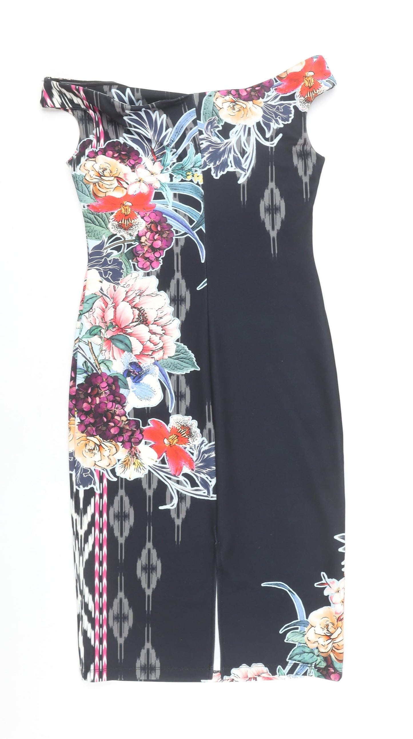 Next Women’s Multicoloured Floral Bodycon Dress Size 12 Off Shoulder