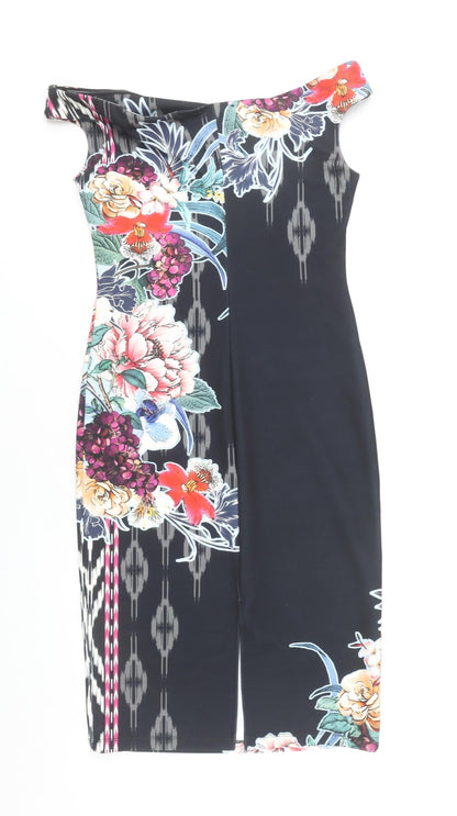 Next Women’s Multicoloured Floral Bodycon Dress Size 12 Off Shoulder