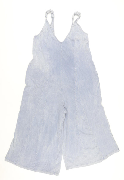 Next Women’s Blue Cotton Wide-Leg Sleeveless Jumpsuit Size 10