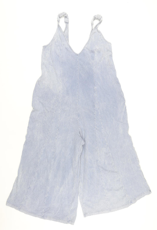 Next Women’s Blue Cotton Wide-Leg Sleeveless Jumpsuit Size 10