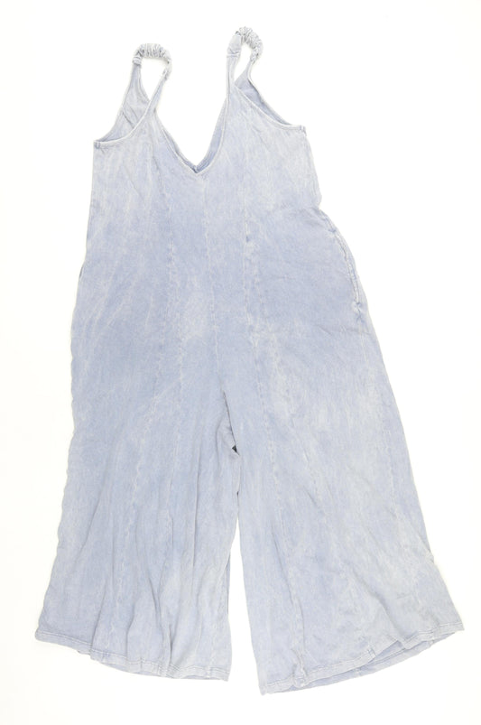 Next Women’s Blue Cotton Wide-Leg Sleeveless Jumpsuit Size 10