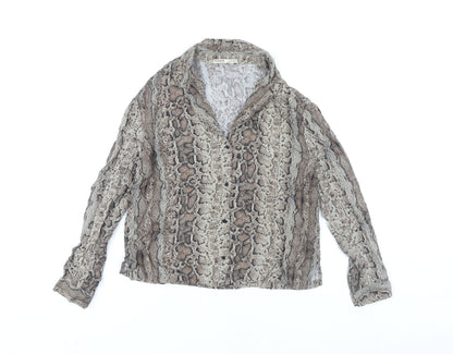 PULL&BEAR Women’s Brown Snake Print Viscose Blouse S