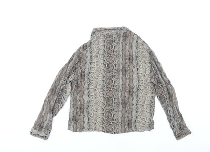 PULL&BEAR Women’s Brown Snake Print Viscose Blouse S