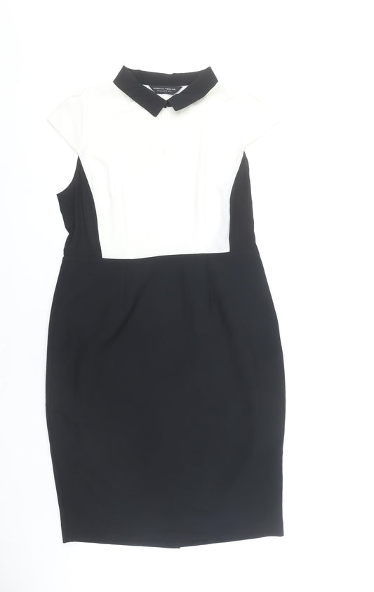 Dorothy Perkins Women Black Colourblock Sheath Dress Size 14