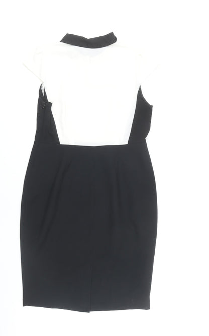 Dorothy Perkins Women Black Colourblock Sheath Dress Size 14