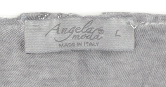 Angela Moda Women’s Grey Floral Lace Tunic Blouse L