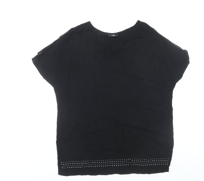 Womens UK Size L Wallis Black Basic Blouse