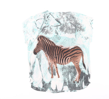 Lucky Style Women’s Multicoloured Zebra Print Short Sleeve T-Shirt XL