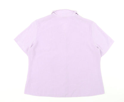 Bonmarché Women’s Purple Button-Up Shirt Size 22 Plus Short Sleeve