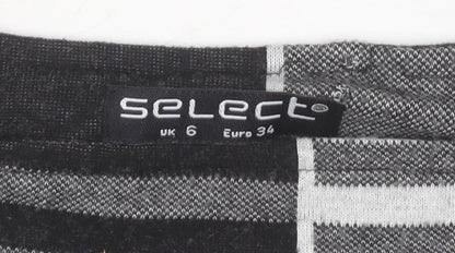 Select Women’s Black Check Pinafore Dress Size 6 Adjustable Straps