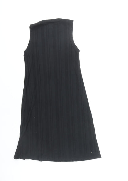 GAP Women's Black XS A-Line Sleeveless Striped Knee Length Dress