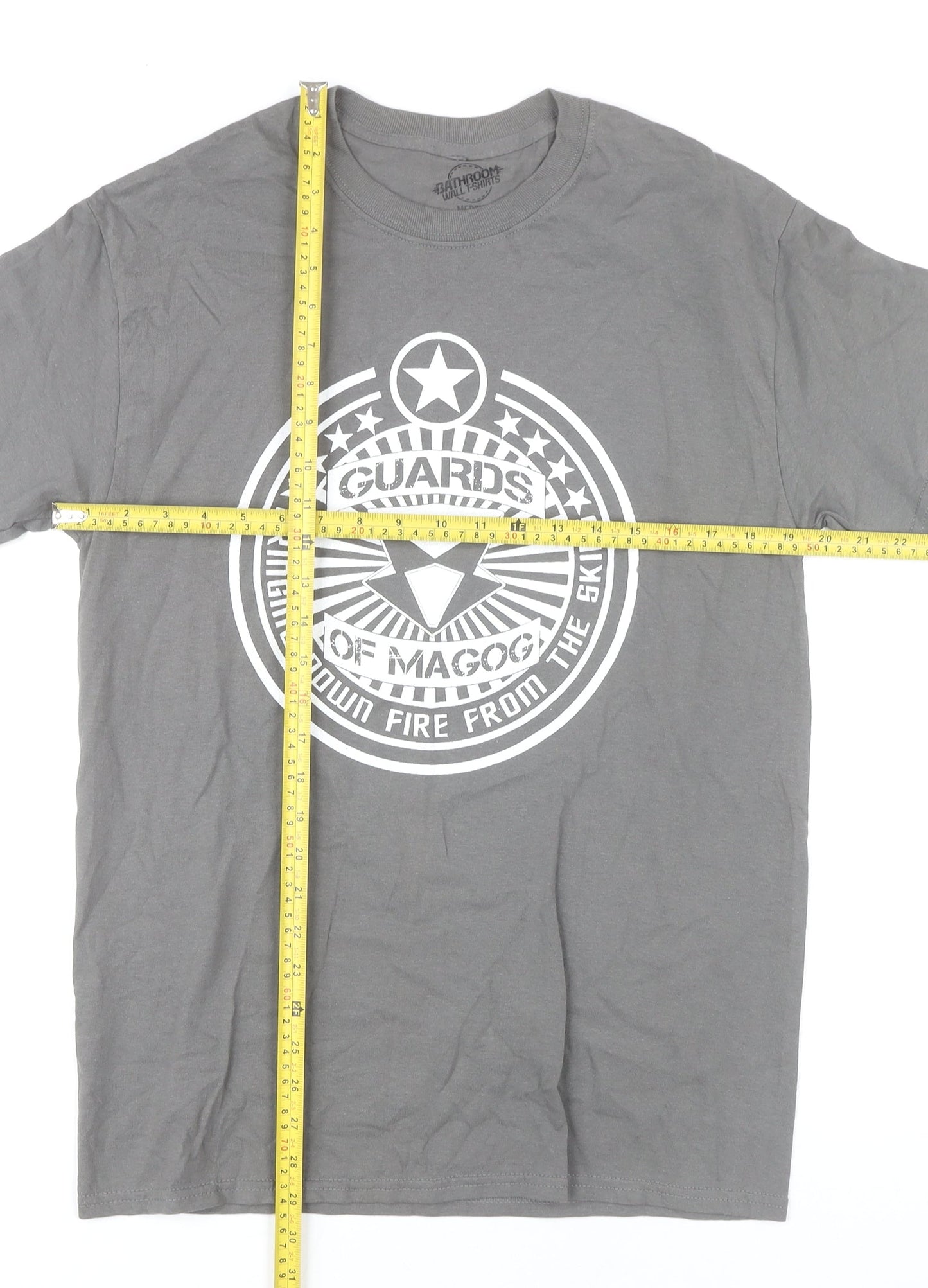 Bathroom Wall T-Shirts Men's Grey Graphic Print Crew Neck Tee M