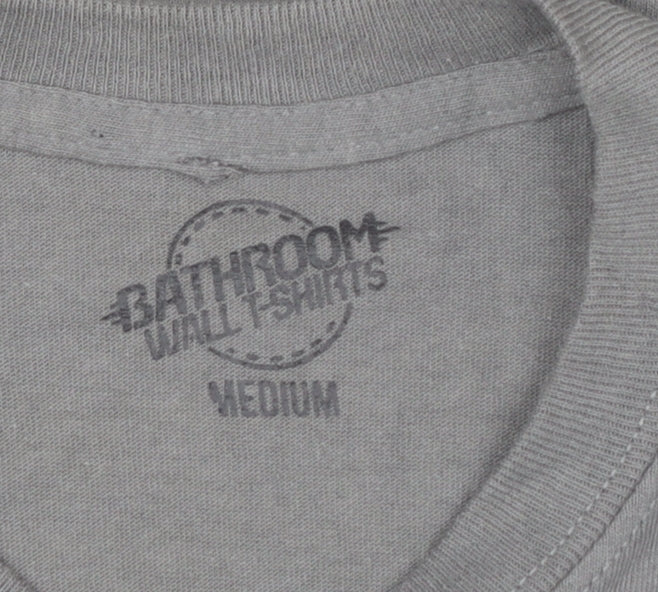 Bathroom Wall T-Shirts Men's Grey Graphic Print Crew Neck Tee M