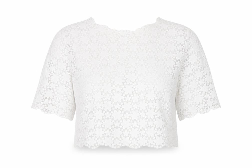 Womens UK Size 8 Topshop White Cropped Blouse