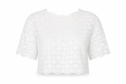 Womens UK Size 8 Topshop White Cropped Blouse