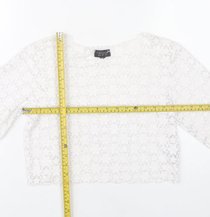 Womens UK Size 8 Topshop White Cropped Blouse