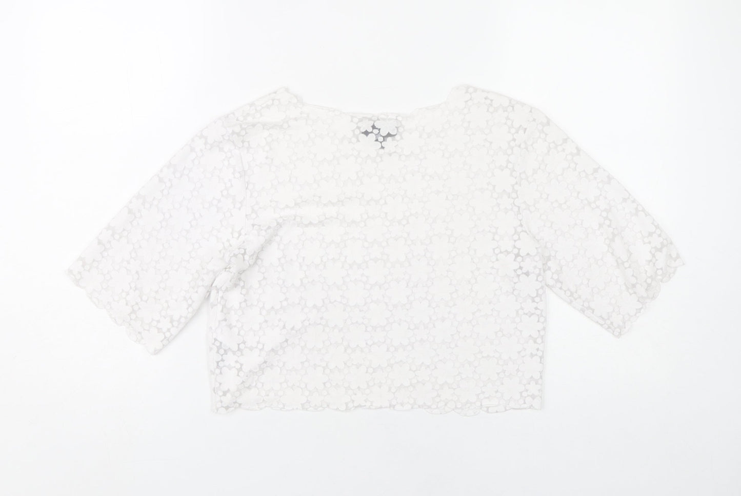 Womens UK Size 8 Topshop White Cropped Blouse