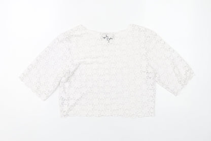 Womens UK Size 8 Topshop White Cropped Blouse
