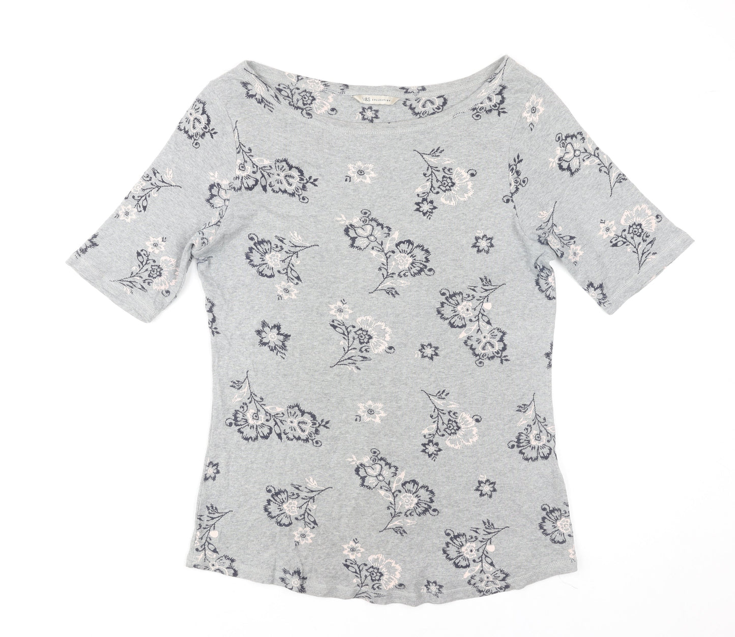 Womens UK Size 14 Marks and Spencer Grey Basic T-Shirt