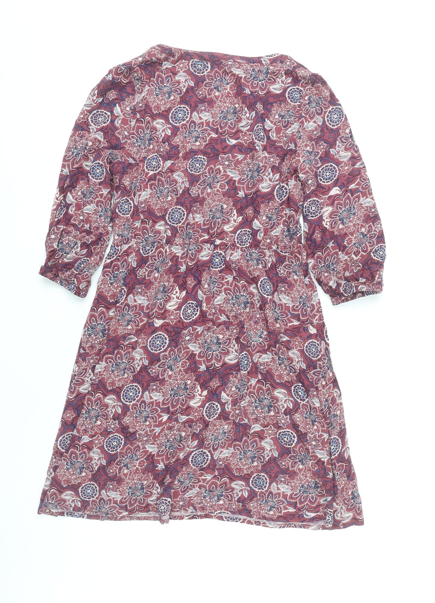 Marks and Spencer Women's Red Floral A-Line Knee Length Dress Size 12