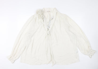 Womens UK Size 20 River Island Ivory Wrap Blouse