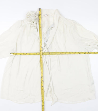 Womens UK Size 20 River Island Ivory Wrap Blouse