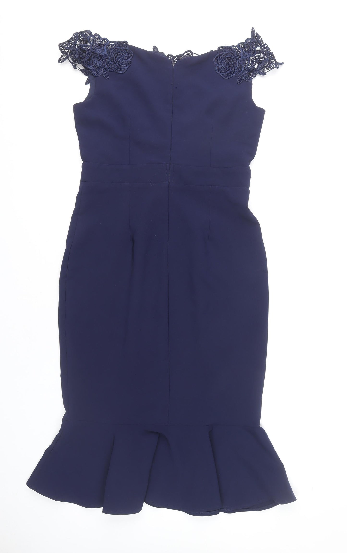 Little Mistress Women’s Blue UK12 Bodycon Lace Off-Shoulder Dress