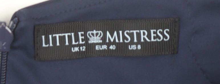 Little Mistress Women’s Blue UK12 Bodycon Lace Off-Shoulder Dress