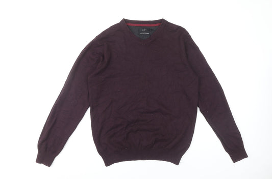 Jeff Banks Men's Purple Cotton Cashmere V-Neck Jumper M