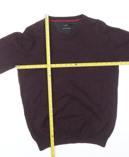 Jeff Banks Men's Purple Cotton Cashmere V-Neck Jumper M