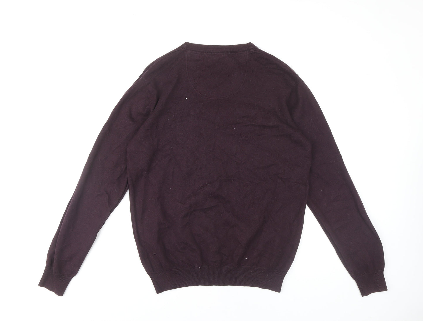 Jeff Banks Men's Purple Cotton Cashmere V-Neck Jumper M