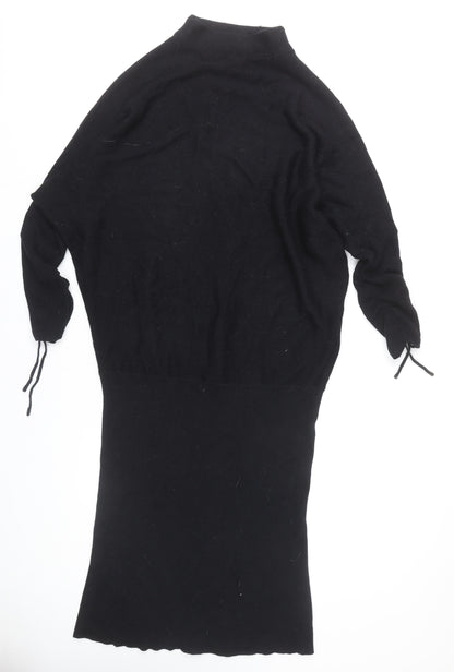 Mint Velvet Women's Black Size 16 Midi Bodycon Knit Dress