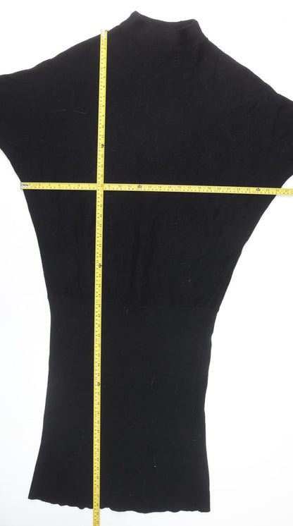 Mint Velvet Women's Black Size 16 Midi Bodycon Knit Dress