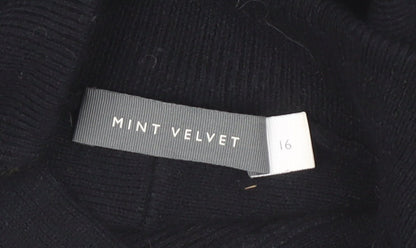 Mint Velvet Women's Black Size 16 Midi Bodycon Knit Dress