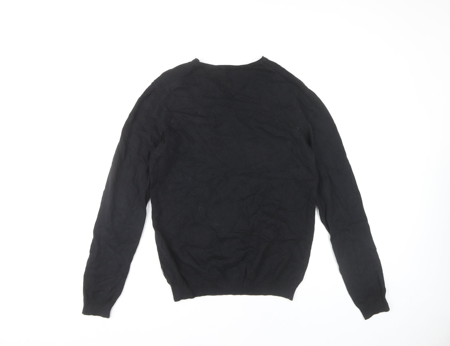 Hugo Boss Men's Black V-Neck Knit Jumper M Cotton Wool Business Casual