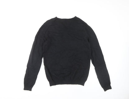 Hugo Boss Men's Black V-Neck Knit Jumper M Cotton Wool Business Casual