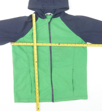 Lands' End Boys Green & Navy Fleece Hooded Full Zip Jacket 8 Years