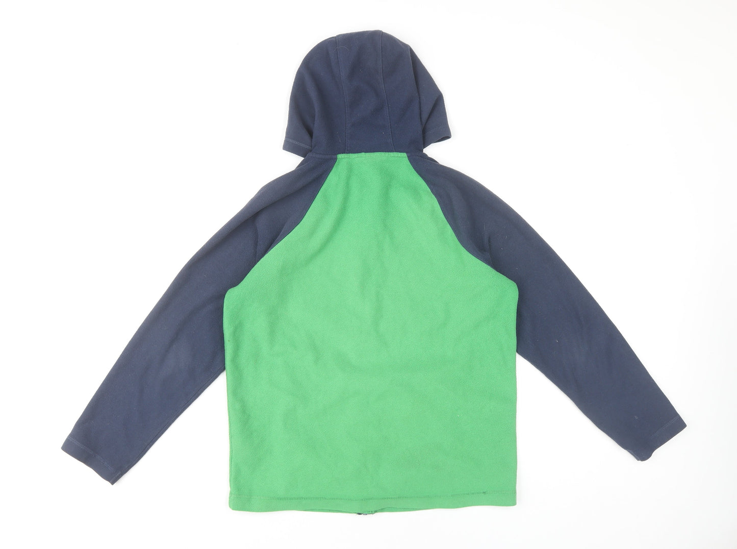 Lands' End Boys Green & Navy Fleece Hooded Full Zip Jacket 8 Years