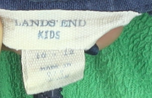 Lands' End Boys Green & Navy Fleece Hooded Full Zip Jacket 8 Years