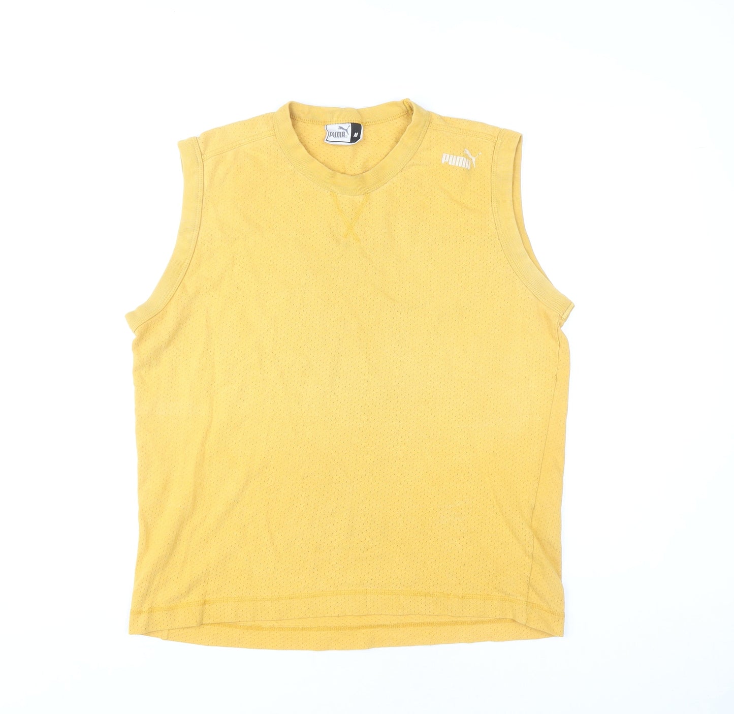 Puma Men's Yellow Sleeveless Crew Neck Jersey T-Shirt Size M