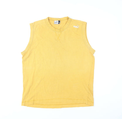 Puma Men's Yellow Sleeveless Crew Neck Jersey T-Shirt Size M