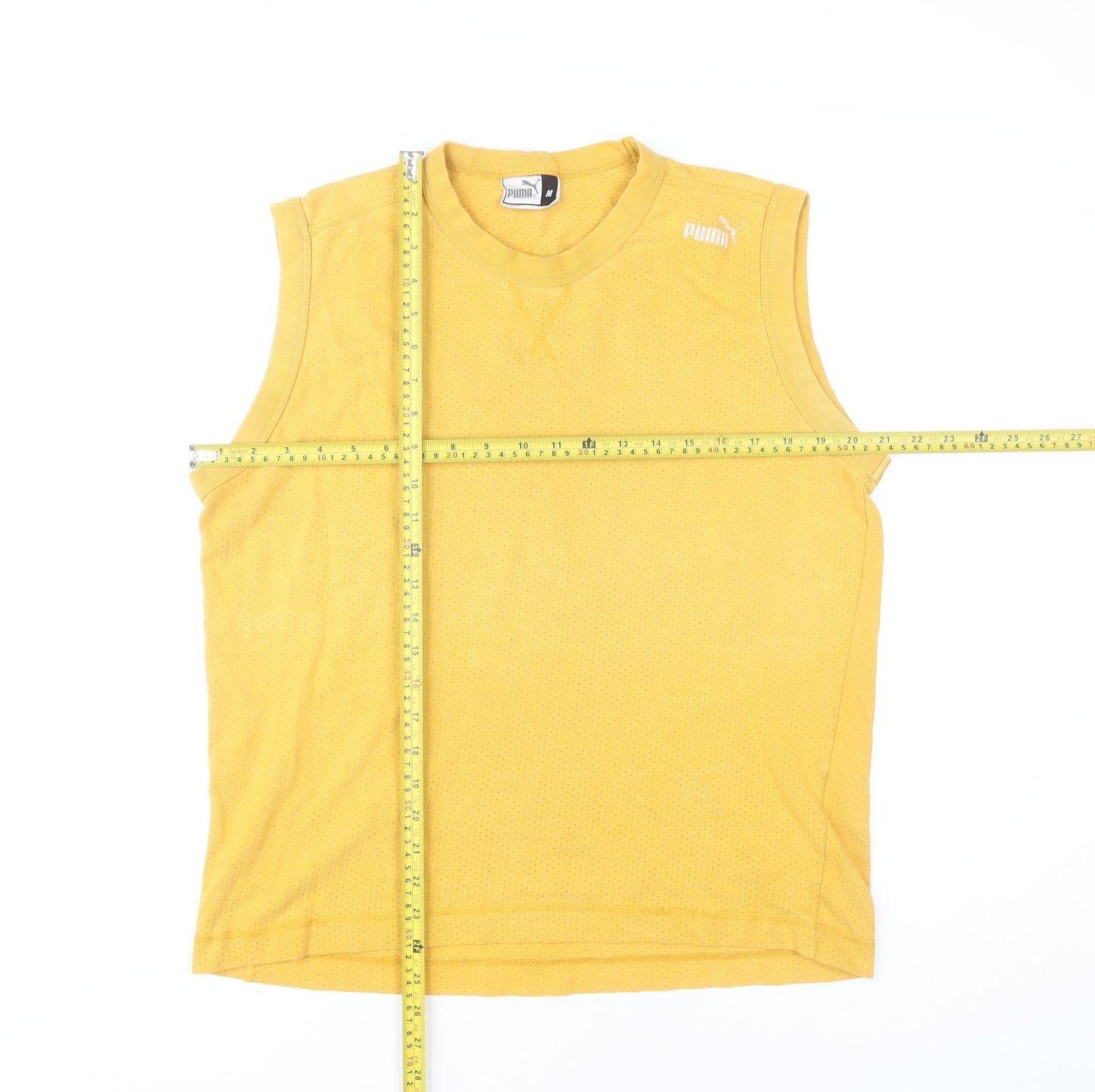 Puma Men's Yellow Sleeveless Crew Neck Jersey T-Shirt Size M
