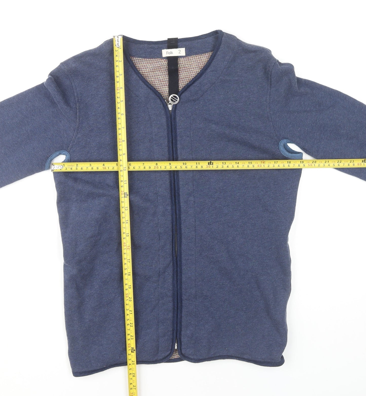 Folk Women’s Blue Cotton Mid-Length Jacket Size 10 Full Zip