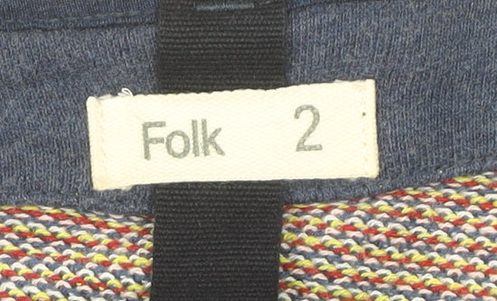 Folk Women’s Blue Cotton Mid-Length Jacket Size 10 Full Zip