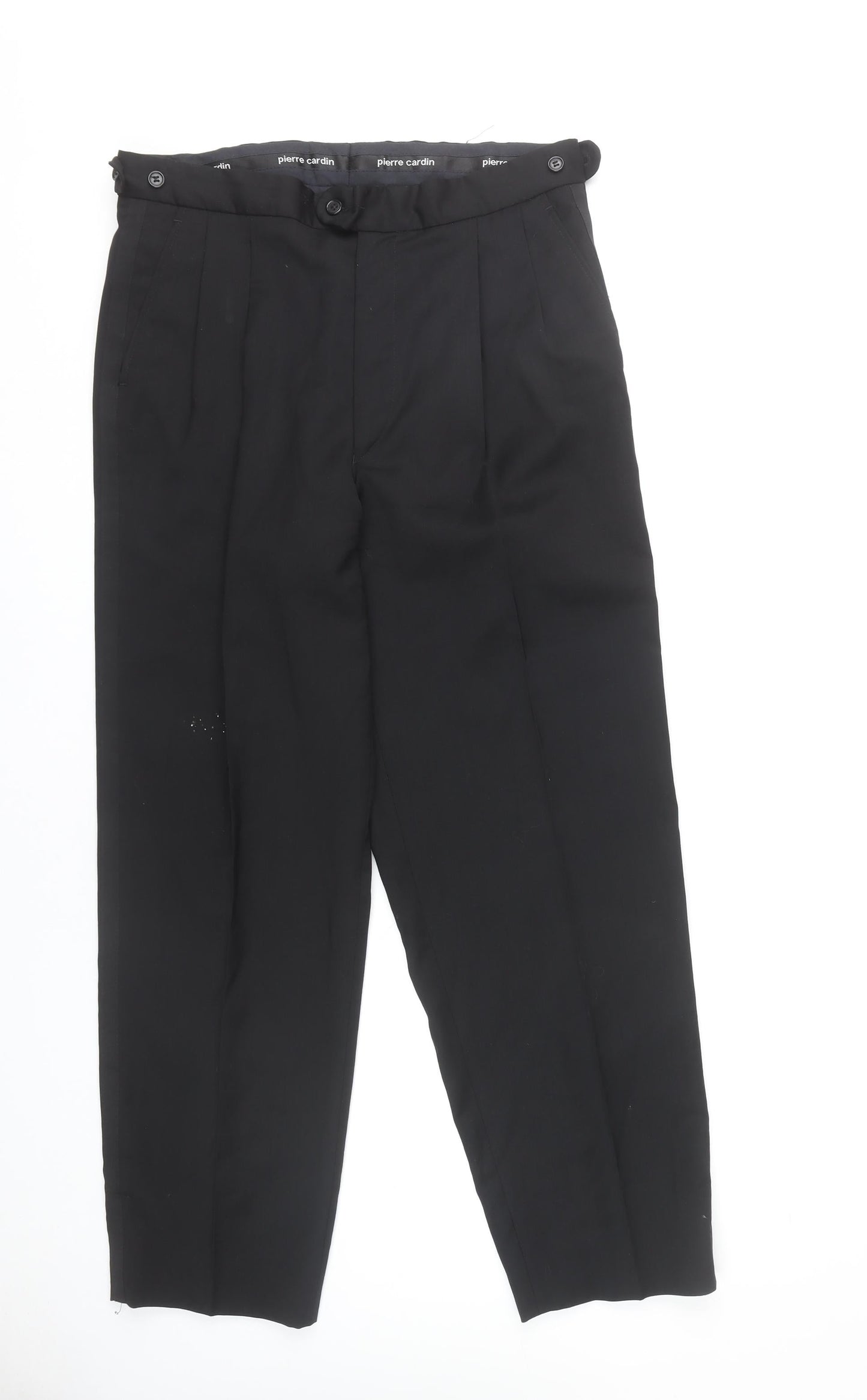Pierre Cardin Men's Black 34R Classic Fit Pleated Dress Trousers