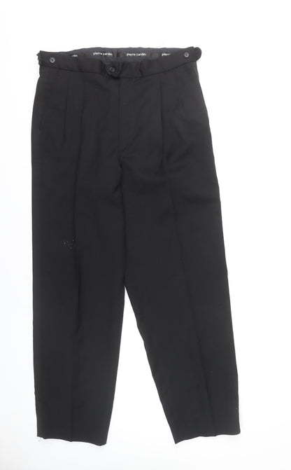 Pierre Cardin Men's Black 34R Classic Fit Pleated Dress Trousers